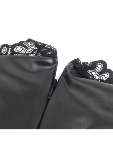 SUBBLIME - 957544 VESTIDO DE CUERO CON CUELLO DE ENCAJE NEGRO S/M 