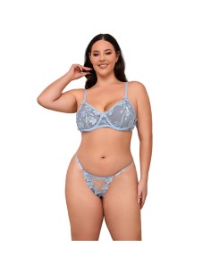 SUBBLIME - 957636 CONJUNTO SUJETADOR Y PANTIES CON BORDADOS DE FLORES CELESTE L/XL 2