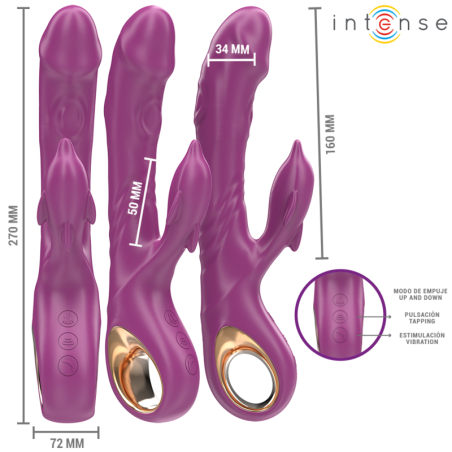 INTENSE - HALLE VIBRADOR MULTIFUNCIÓN CON LENGUA ESTIMULADORA EN FORMA DE DELFÍN MORADO INTENSE FUN