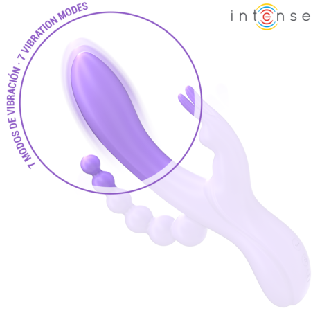 INTENSE - MIKO TRIPLE VIBRADOR RABBIT & ESTIMULADOR & ANAL 7 VIBRACIONES MORADO INTENSE FUN