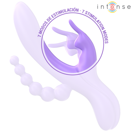 INTENSE - MIKO TRIPLE VIBRADOR RABBIT & ESTIMULADOR & ANAL 7 VIBRACIONES MORADO INTENSE FUN