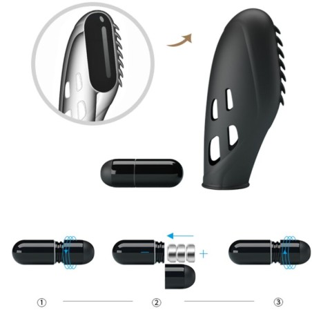 PRETTY LOVE - GILO VIBRADOR DE DEDO SILICONA NEGRO PRETTY LOVE