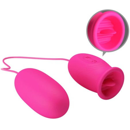 PRETTY LOVE - DAISY HUEVO VIBRADOR + LENGUA ESTIMULADORA DE CLÍTORIS ROSA PRETTY LOVE