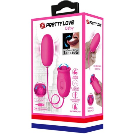 PRETTY LOVE - DAISY HUEVO VIBRADOR + LENGUA ESTIMULADORA DE CLÍTORIS ROSA PRETTY LOVE