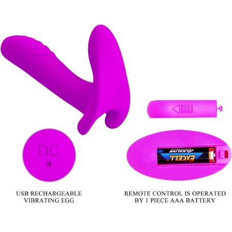 PRETTY LOVE - MASAJEADOR & VIBRADOR 12 VIBRACIONES CONTROL REMOTO MORADO PRETTY LOVE