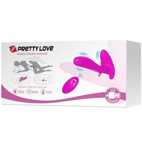 PRETTY LOVE - MASAJEADOR & VIBRADOR 12 VIBRACIONES CONTROL REMOTO MORADO PRETTY LOVE