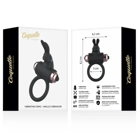 Cock Ring Anillo Vibrador Negro / Gold - Sumergible