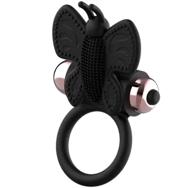 Cock Ring Butterfly Anillo Vibrador Negro / Gold