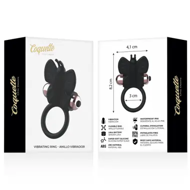 Cock Ring Butterfly Anillo Vibrador Negro / Gold