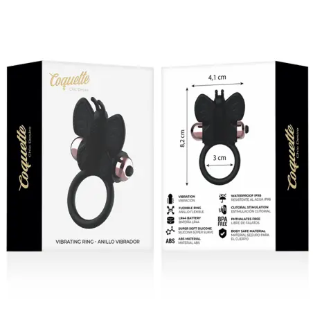 Cock Ring Butterfly Anillo Vibrador Negro / Gold