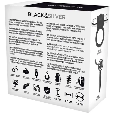 Cameron Anillo Recargable Silver - 10 Modos | Black&silver