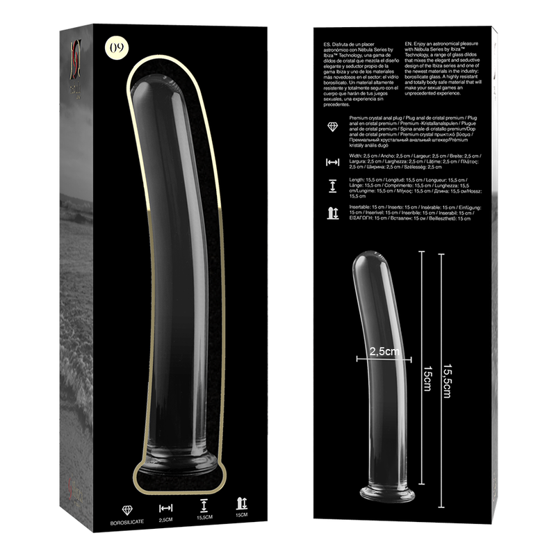 NEBULA SERIES BY IBIZA - MODELO 9 DILDO CRISTAL TRANSPARENTE 15.5 CM -O- 2.5 CM 