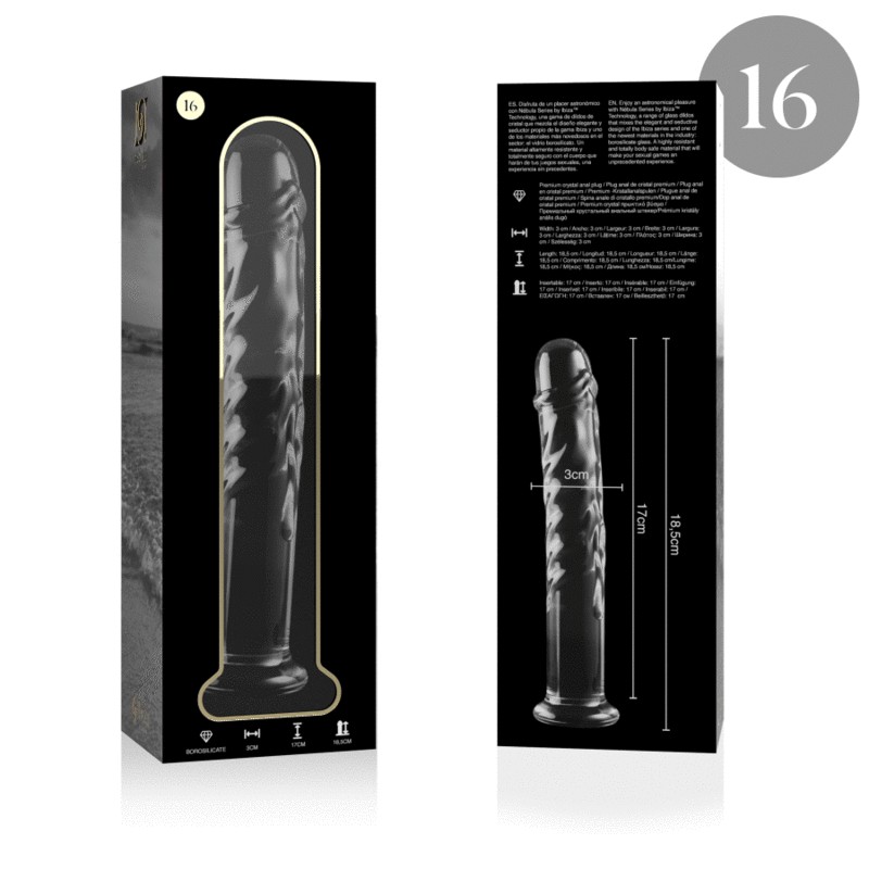 NEBULA SERIES BY IBIZA - MODELO 16 DILDO CRISTAL TRANSPARENTE 18.5 CM -O- 3 CM 