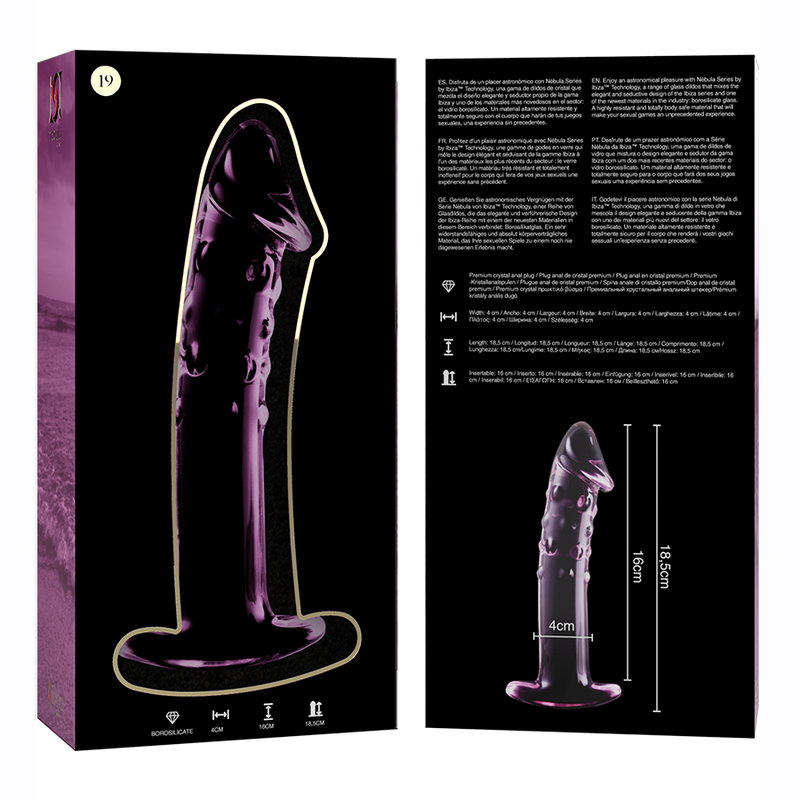 NEBULA SERIES BY IBIZA - MODELO 19 DILDO CRISTAL ROSA 18.5 CM -O- 4 CM 