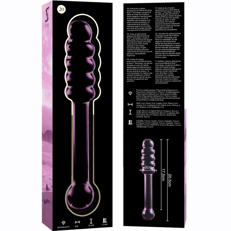 NEBULA SERIES BY IBIZA - MODELO 20 DILDO CRISTAL ROSA 20.5 CM -O- 3 CM 