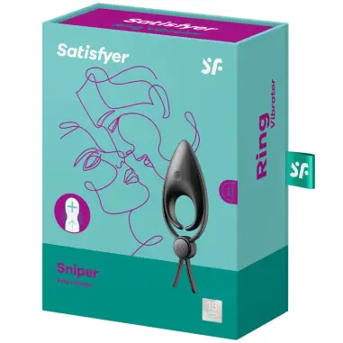 Sniper Anillo Vibrador Negro - 12 Modos | Satisfyer