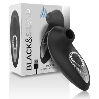 BLACK&SILVER - DRAKE DELUXE SUCKING VIBE SILICONA RECARGABLE NEGRO