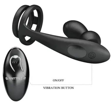 Marshall Anillo para Pene + Plug Anal Vibratorio & Control