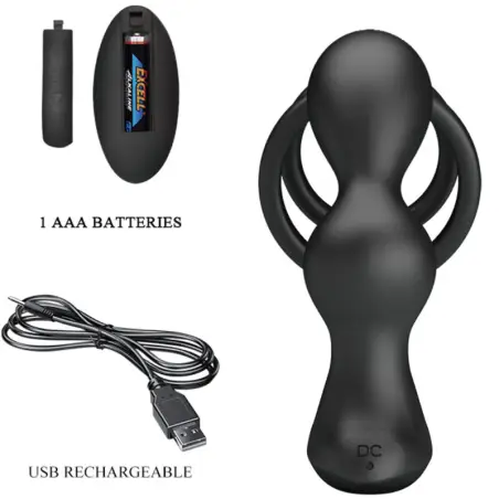 Marshall Anillo para Pene + Plug Anal Vibratorio & Control