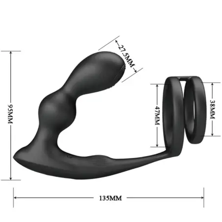Marshall Anillo para Pene + Plug Anal Vibratorio & Control