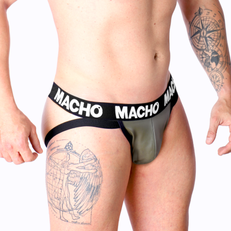 MACHO - MX27GR JOCK CUERO GRIS BEIGE S MACHO UNDERWEAR