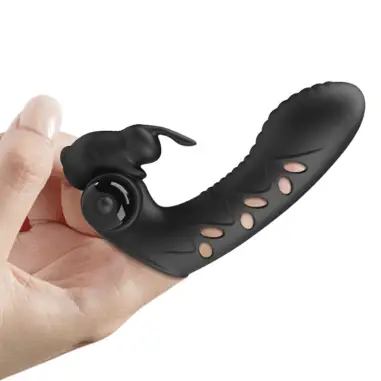 Vance Funda Dedo Vibrador Conejo Negro | Pretty Love