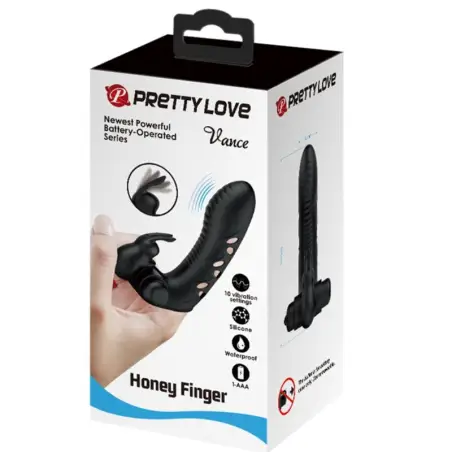 Vance Funda Dedo Vibrador Conejo Negro | Pretty Love