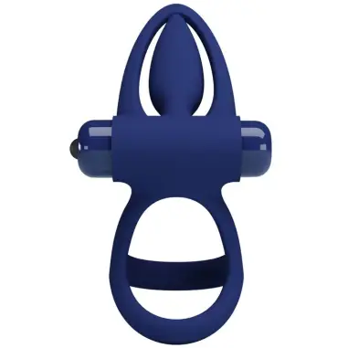 Mat Doble Anillo con Vibración & Estimulador Azul - 10 Modos