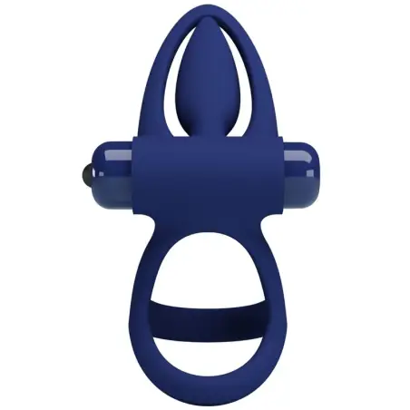 Mat Doble Anillo con Vibración & Estimulador Azul - 10 Modos