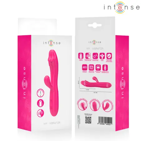 INTENSE - IVY VIBRADOR FLEXIBLE 10 VIBRACIONES CON LENGUA ESTIMULADORA ROSA