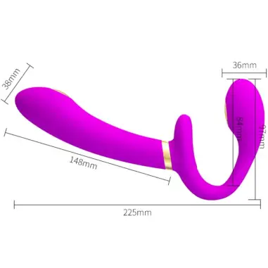 Thunderbird Vibrador Doble Strap-On Control Remoto Morado