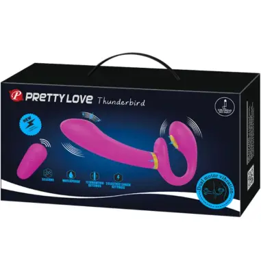 Thunderbird Vibrador Doble Strap-On Control Remoto Morado