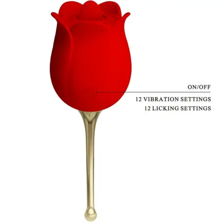 Rose Lover Rosa Estimuladora de Clítoris 12 Vibraciones Rojo