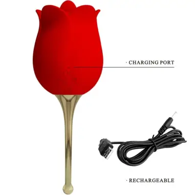 Rose Lover Rosa Estimuladora de Clítoris 12 Vibraciones Rojo
