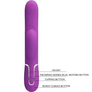 Perlita Vibrador Rabbit Multifunción 3 en 1 Morado