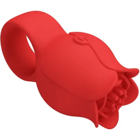 Jae Vibrador de Dedo Forma de Rosa 10 Vibraciones Rojo