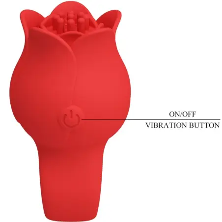 Jae Vibrador de Dedo Forma de Rosa 10 Vibraciones Rojo