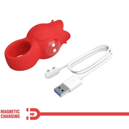 Jae Vibrador de Dedo Forma de Rosa 10 Vibraciones Rojo