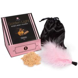 SECRETPLAY - GOLDEN LIGHT KIT POLVOS COMESTIBLES Y PLUMA CHOCOLATE AFRODISIACO SECRETPLAY 100% GAMES