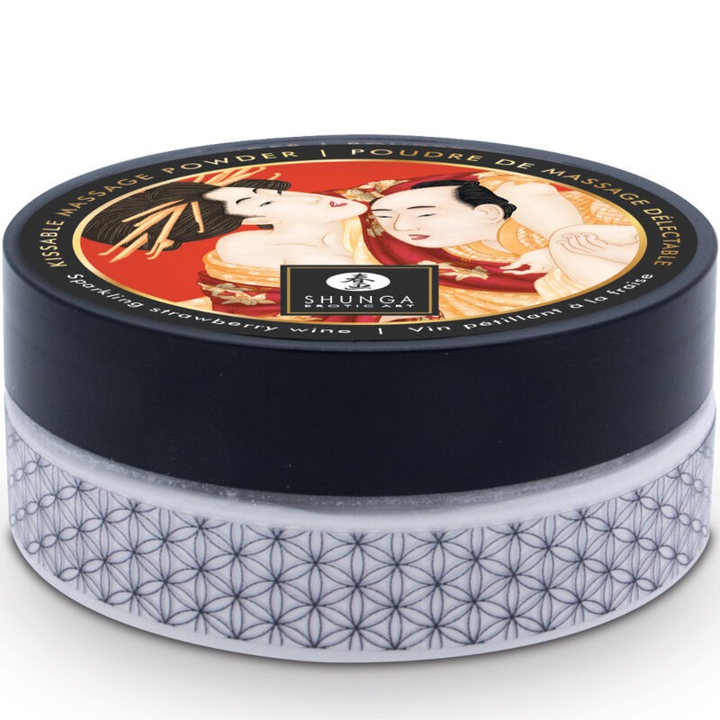SHUNGA - KIT POLVOS DE MASAJE COMESTIBLE FRESA 