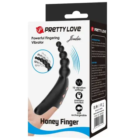 Jordin Vibrador de Dedo 10 Vibraciones Negro | Pretty Love