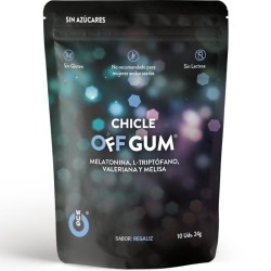 WUG GUM - OFF CHICLE VALERIANA, TRIPTÓFANO, MELISA Y MELATONINA 10 UNIDADES WUG GUM