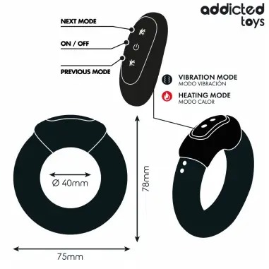Anillo Pene Vibrador Efecto Calor Control Remoto - 9 Modos