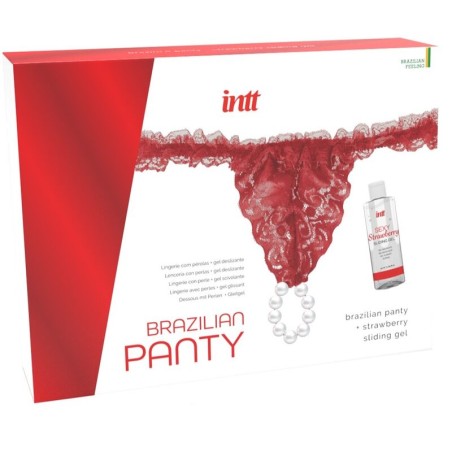 INTT RELEASES - PANTY BRASILEÑO ROJA CON PERLAS Y GEL LUBRICANTE 50 ML INTT RELEASES