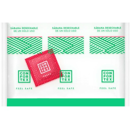 CONFORTEX - SABANAS HIGIÉNICAS DESECHABLES INVIDUAL + PRESERVATIVO FRESA CONFORTEX