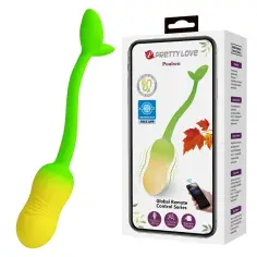 PRETTY LOVE - HUEVO VIBRADOR PULSEN CONTROL APP 12 FUNCIONES RECARGABLE USB VERDE-AMARILLO