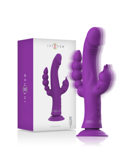 INTENSE - CASANOVA VIBRADOR RABBIT SILICONA TRIPLE MOTOR MORADO 