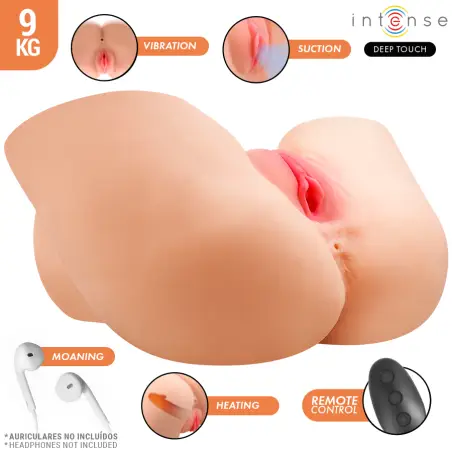 INTENSE DEEP TOUCH - JULIA MASTURBADOR VAGINA CON EFECTO SUCCIÓN, CALOR, VIBRACIÓN Y VOZ CON CONTROL REMOTO 9 KG