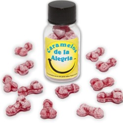 DIABLO PICANTE - 12 CARAMELOS DE LA ALEGRÍA FORMA PENE FRESA/CEREZA DIABLO PICANTE