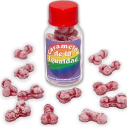 DIABLO PICANTE - 12 CARAMELOS DE LA IGUALDAD FORMA PENE FRESA/CEREZA DIABLO PICANTE